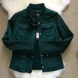 Talbots Hunter Green Quilted Fleece Jacket